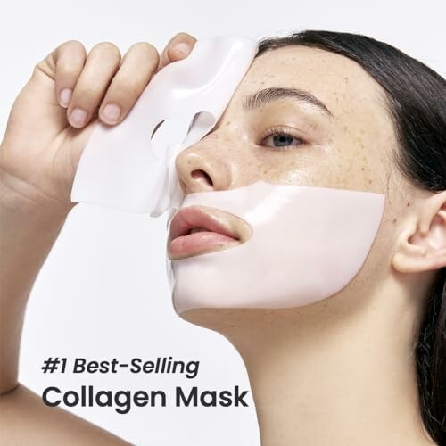 Person applying a collagen mask to their face