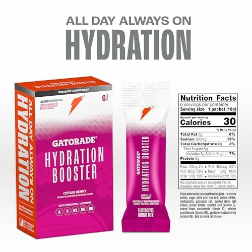 Gatorade Hydration Booster Citrus Berry with nutrition facts